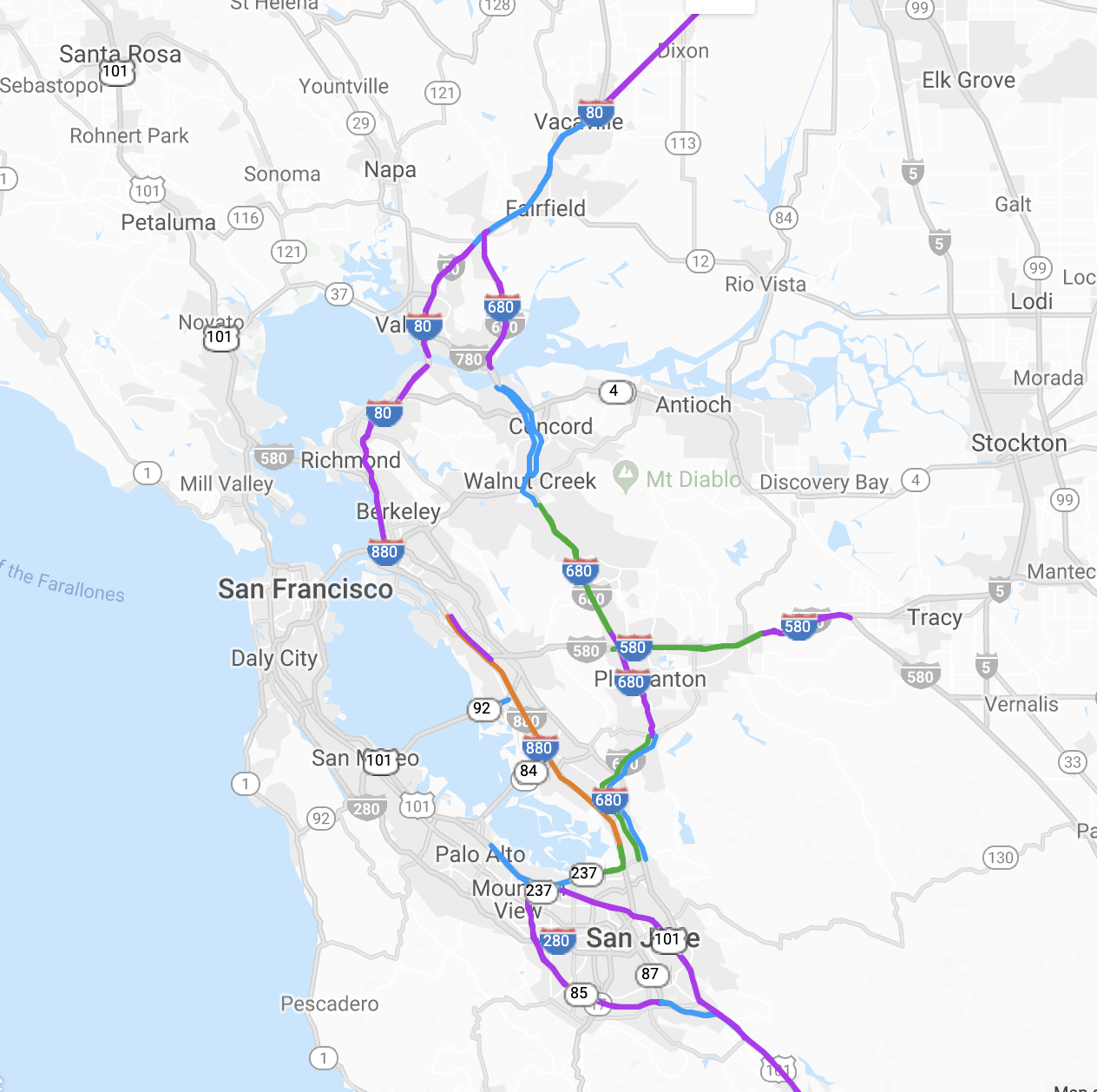 BAIFA Bay Area Express Lanes Online Map