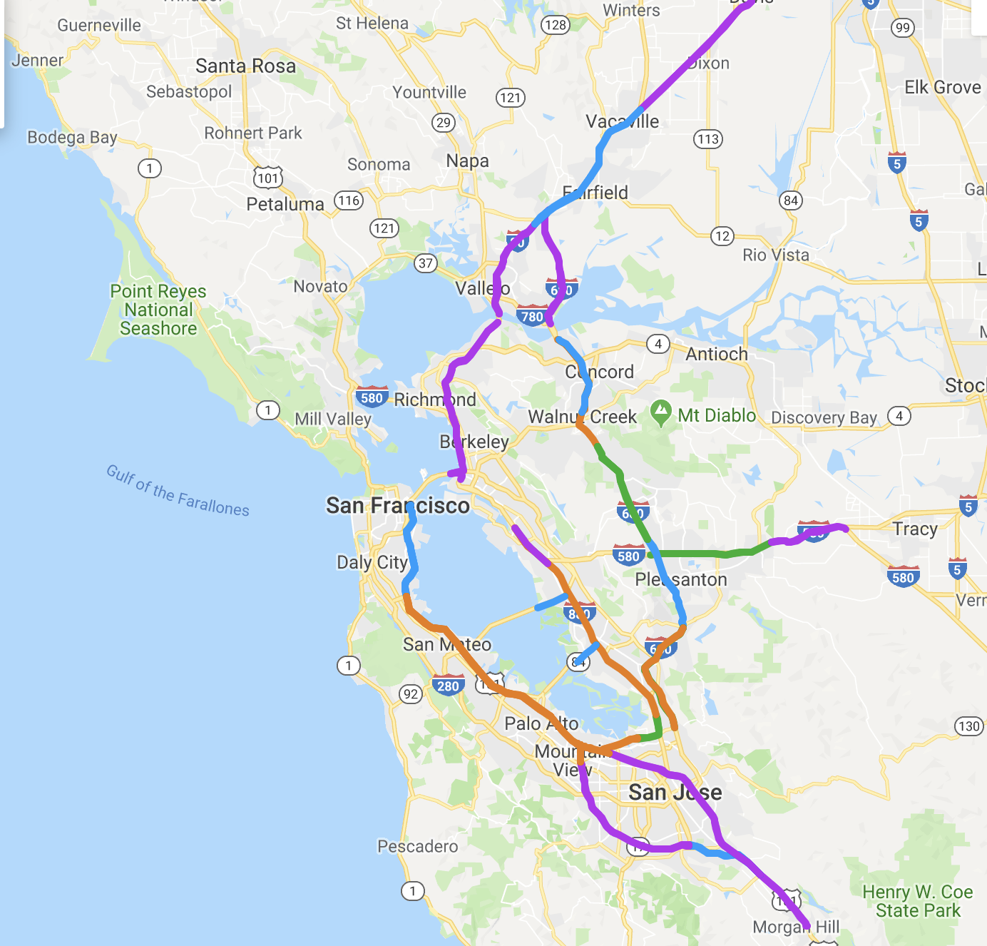 BAIFA Bay Area Express Lanes Online Map
